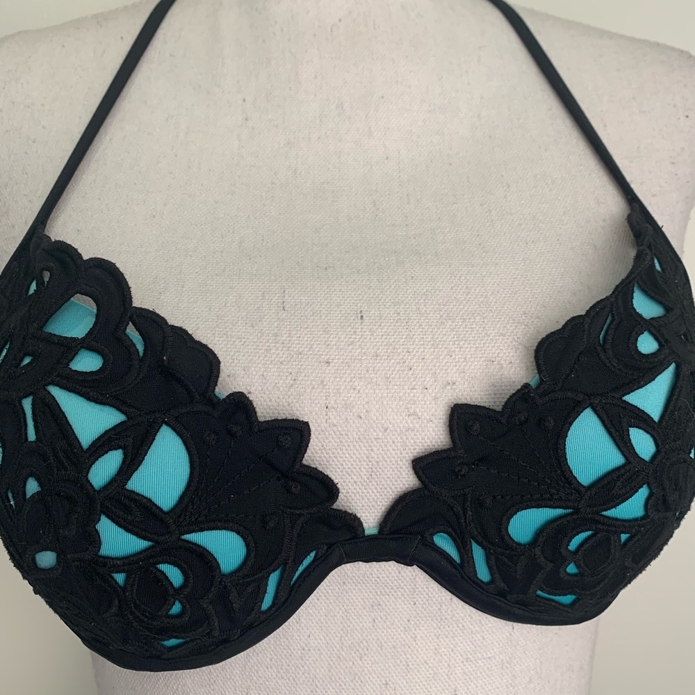 Shade and Shore black and teal push-up bikini top